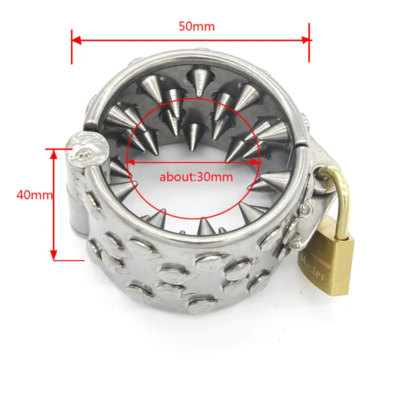 Locking Stainless Steel Pleasure Spike Cock Ball Ring Penis Rings Testicle Pendant Scrotum Bondage Adult Sex Toys For Men