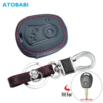 

Leather Car Key Case For Ssang Yong Actyon Sports Kyron Rexton 2005-2012 2 Buttons Remote Fobs Protector Cover Keychain Holder