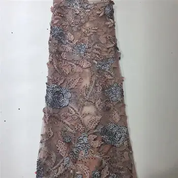 

African Lace Fabric Organza French Net Embroidery Sequins Tulle Lace Fabric Nigerian High Quality voile For Party Dress