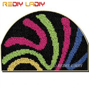 

Latch Hook Kit Make Your Own Rug Half Cicle Stripe Tapestry Crochet Cushion Mat DIY Carpet Rug Pre-Printed Canvas Hobby & Crafts