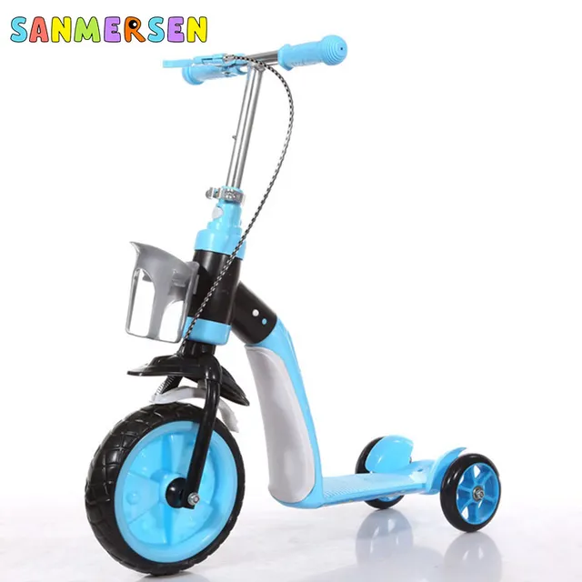 Transformable Children Three Wheel Scooter Ride Walker Outdoor Indoor Tricycle Baby 2 In 1 Balance Bike Ride On Toys Stroller 2