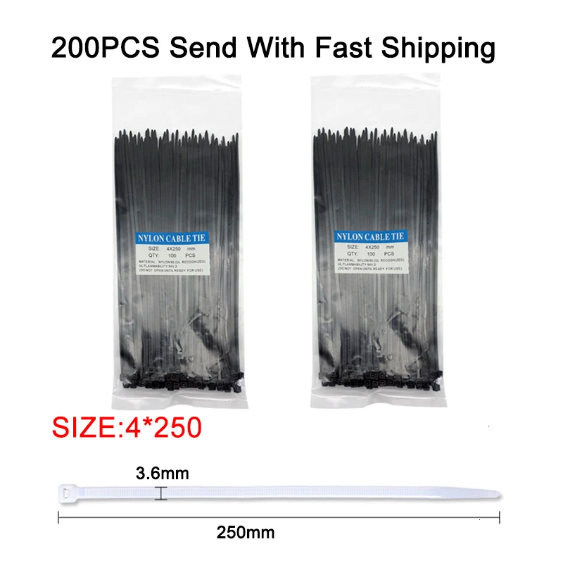 400 шт. 3x150 кабель-петля нейлоновый провод самоблокирующийся пластик различные характеристики 400 шт. черный - Цвет: 4x250