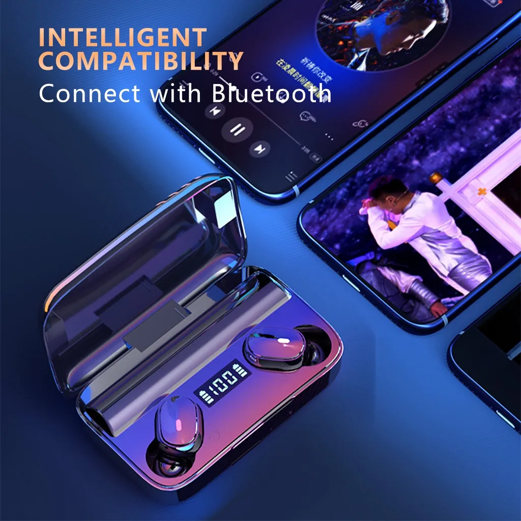 A9 беспроводные Bluetooth V5.0 наушники спортивные для телефона планшета мини 6D стерео