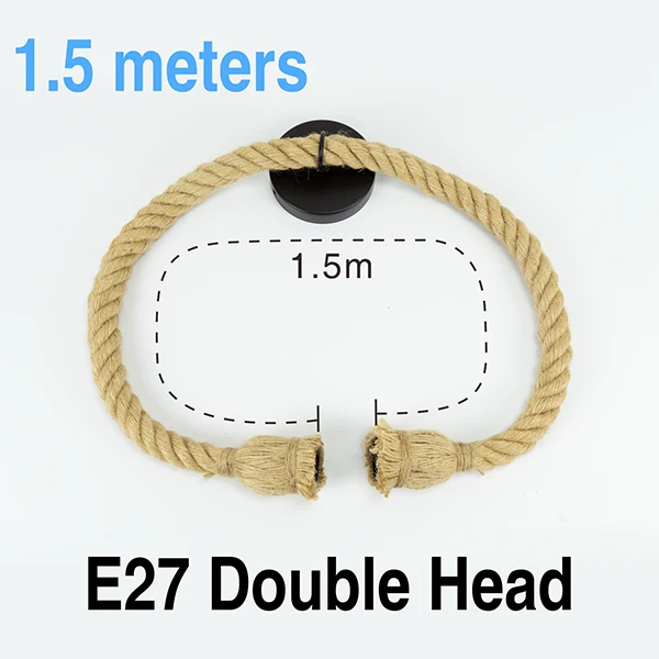 1.5m-Double Head Ретро декоративная веревка E27 держатель подвесной лампы 1 М 1,5 м 2 м разъем E27 лампа база держатель лампы Люстра соединительный кабель с адаптером - Цвет: 1.5m-Double Head