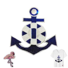 Блестки патч на заказ синий якорь Сделай Сам дело с ним Женская одежда Аксессуары аппликации железо на патчи для одежды наклейки