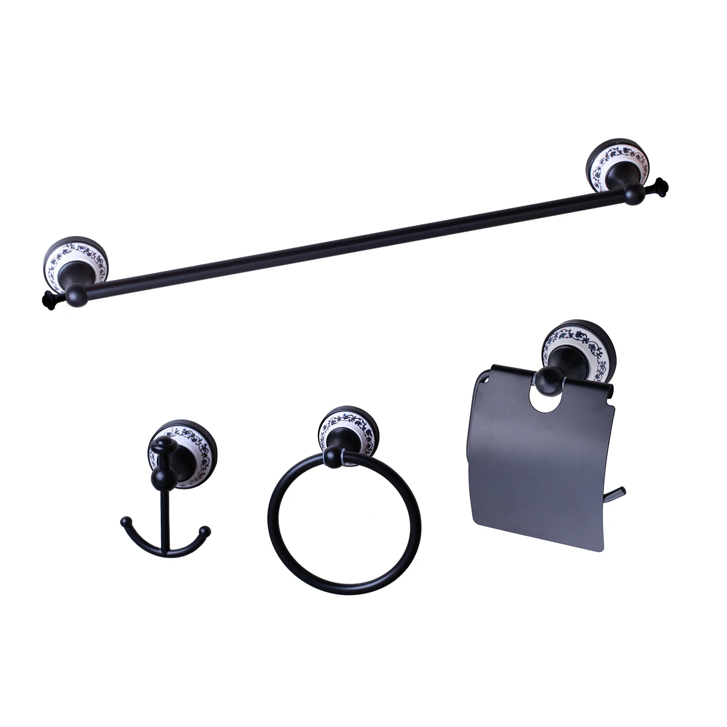 Bathroom Set A Настенный Черный ORB Санузел полотенце Аксессуары для ванны кольцо стойка туалетная бумага держатель щетки в форме чашки из матового стекла - Цвет: Bathroom Set A