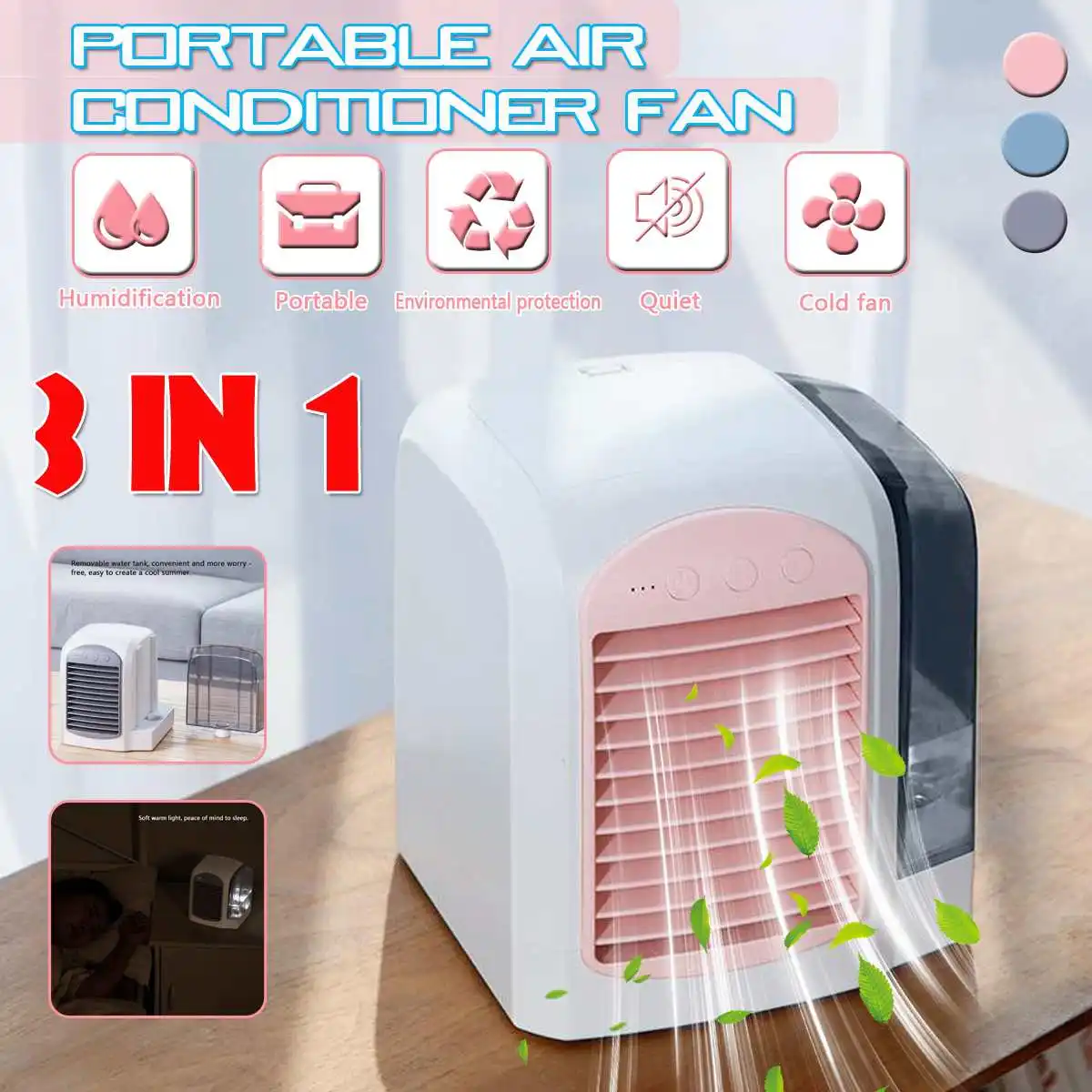 

Convenient New Mini Portable Air Conditioner Humidifier Air Cooler Space Easy Cool Purifies Big Wind Fan for Home Office Desk