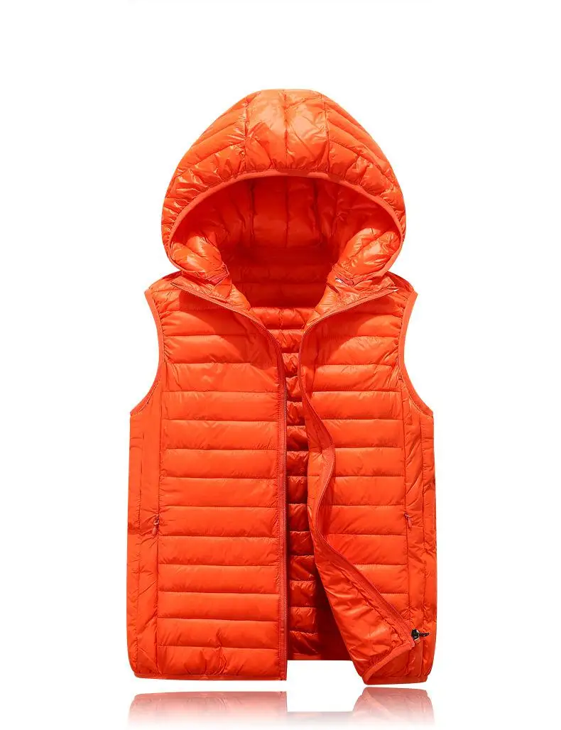 Пуховая хлопковая куртка на осень и зиму, женская теплая парка со съемным капюшоном для родителей и детей, жилетка, пальто, одежда для мальчиков и девочек, жилет из искусственного меха - Цвет: orange