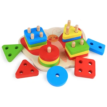 

Montessori Wooden Geometry Shape Educational Sorting Board Building Blocks Children Learning Shape Stacker Sorting Toys