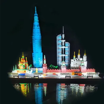 

World Architecture City Skyline Hotel Moscow Guangzhou Wuhan Creator Classic Model Building Blocks Toys For Children Gifts
