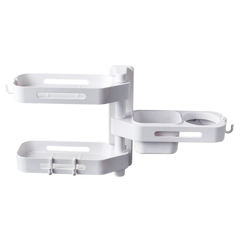 

3 Tier 180 Degree Free Of Punch Rotating Wall Mount Bathroom Storage Rack Box Storage Organizer for Shampoo Soap Holder