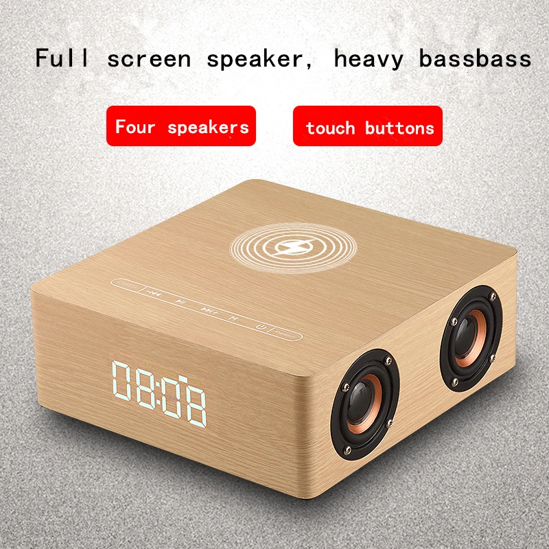  Q5A multi-function wireless charger alarm clock bluetooth speaker suitable for iPhone stereo music 