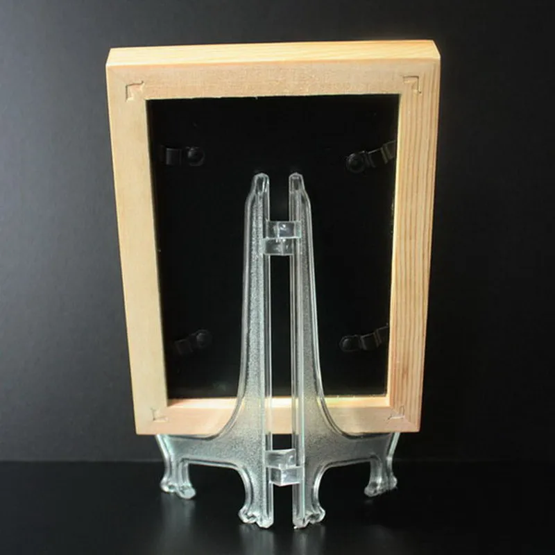 

1Pc Transparent Photo Bracket Folding Frame Clear Plate Ceramic Display Rack Bowl Picture Frame Easel Stand Pedestal Holder
