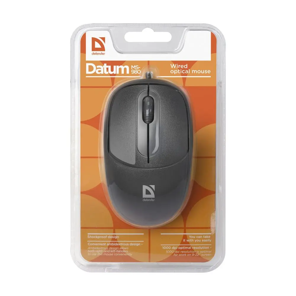 Компьютерная мышь Defender Datum MS-980 черный,3 кнопки,1000dpi
