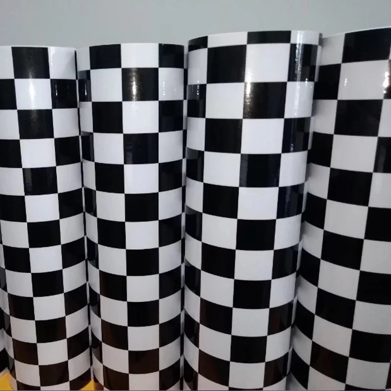 Black White Checkered Flag Vinyl Wrap Sticker-11
