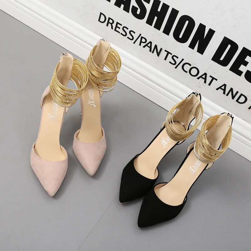 

Mu zi yi Fashion High Heel Shoes Suede Large Size WOMEN'S Shoes Thin Heeled Women's Versatile Shoes