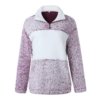 

Women Autumn Keep Warm Stylish Personality All-match Color-blocked Loose Zipper Concise Casual Coat New