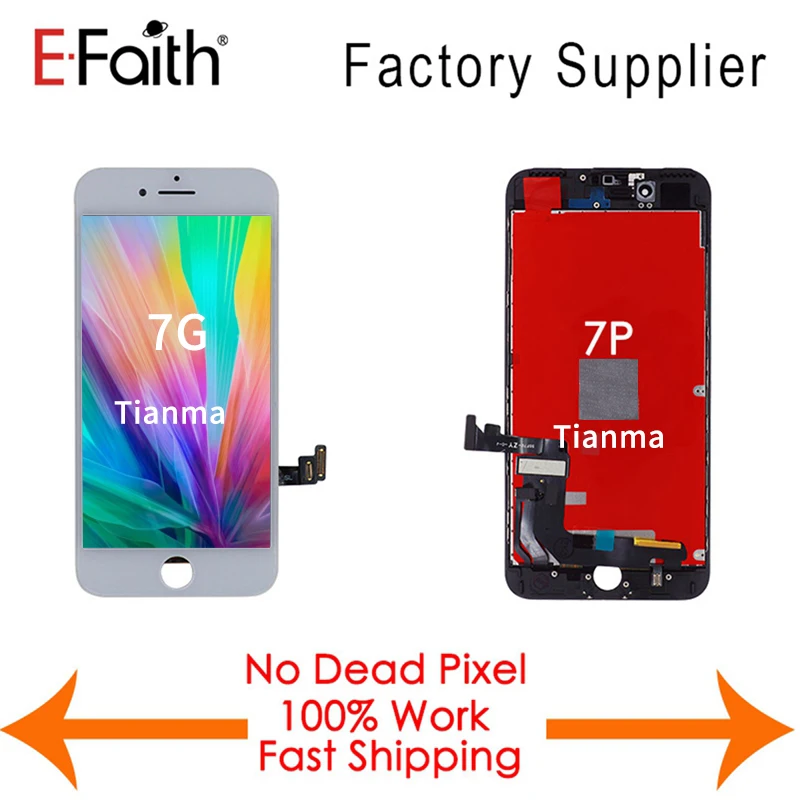 100% Tianma 20 шт./лот ЖК дисплей для iPhone 7 7G или Plus Замена сенсорного экрана дигитайзер в