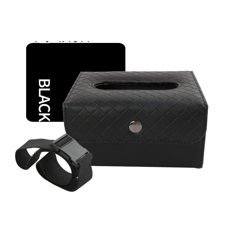 Черный Car Armrest box tissue box Creative holder Leather seat back hanging pater towel case Storage bag for car interior accessores - Название цвета: Черный