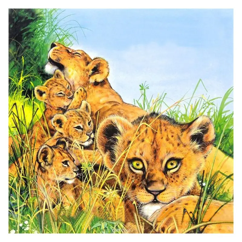 

Little tiger 5D round Shaped Diamond Painting Embroidery Needlework Rhinestone Crystal Cross Craft Stitch Kit