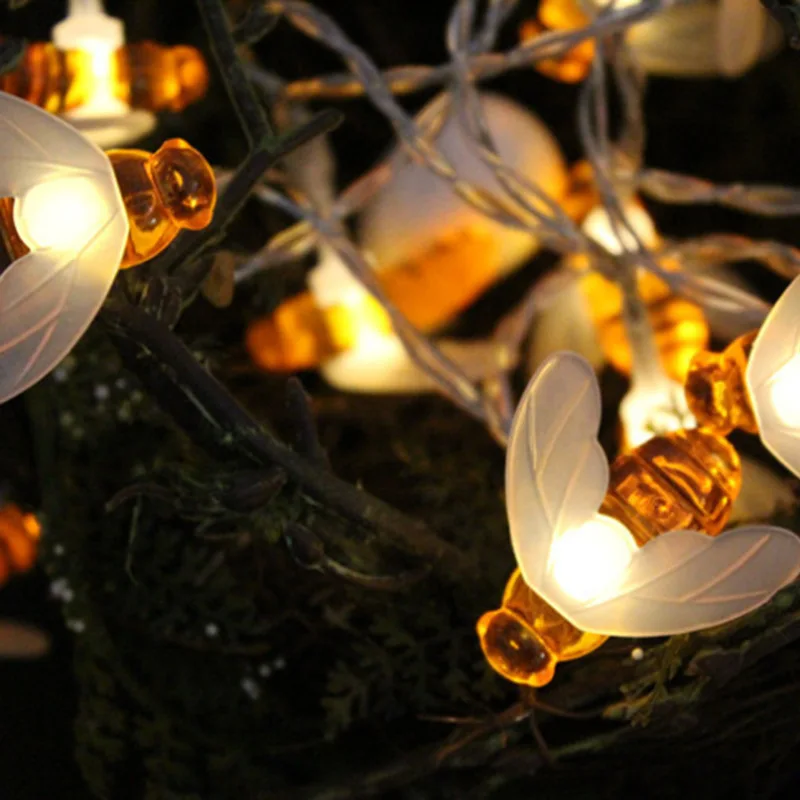 

20 LED Solar-powered String Lights Bees Decorative String Lights Acrylic Battery Box String Lights LED Hot Selling Lighting Chai