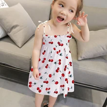 Детское платье на бретельках для девочек; летняя детская одежда; платья для маленьких девочек; хлопковая одежда принцессы без рукавов с цветочным принтом
