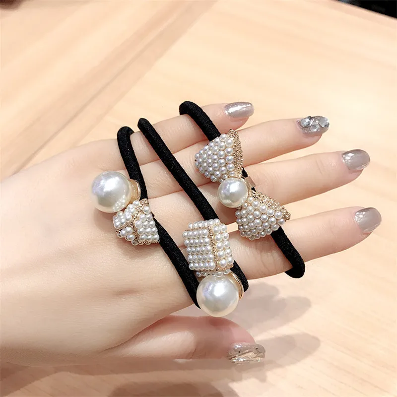 

2020 New Hair Ring Geometry Pearl Bow Ball Ins Wind Pearl Diamond Disc Square Hair Accessory