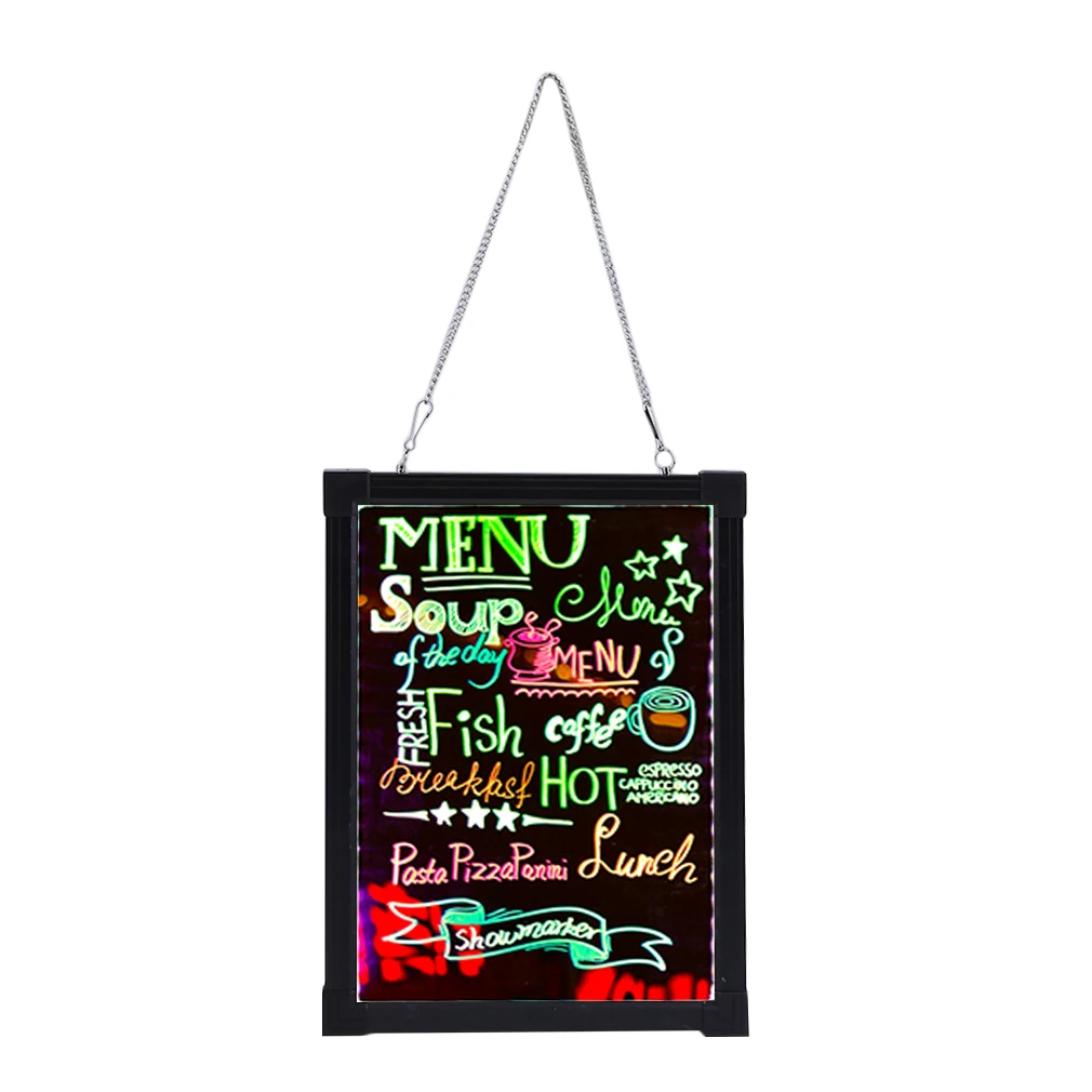 

16X24 Inch Easy To Write On Flashing Luminated Fluorescent Sign Board Set Cafe Coffee Menu Styling Neon LED Decoration Board