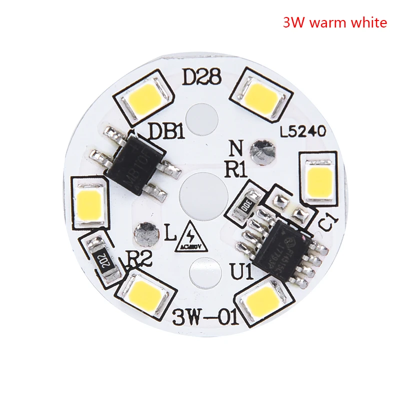 3w warm white 220V светодиодный нашивка-лампочка лампа SMD пластина круглой формы Модуль светильник источник пластина для лампы светильник - Emitting Color: 3w warm white