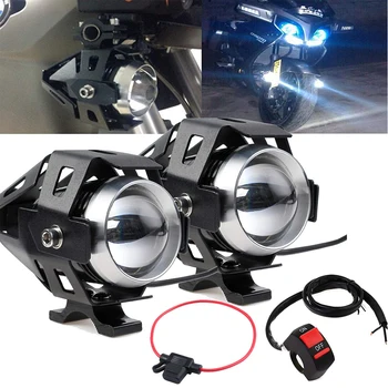 

2PCS Motorcycle LED Headlight 125W 3000LM U5 Waterproof Driving Spot Head Lamp Fog Light Switch Motor Accessories 12V 6000K