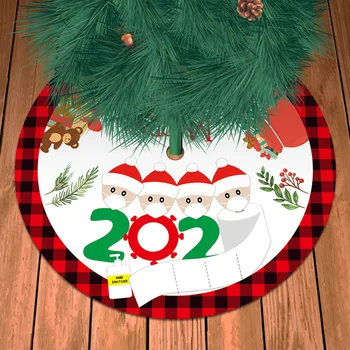 

New brushed fabric Christmas tree skirts home decor Pray health safety family survivors for new year 2021 Christmas decorations