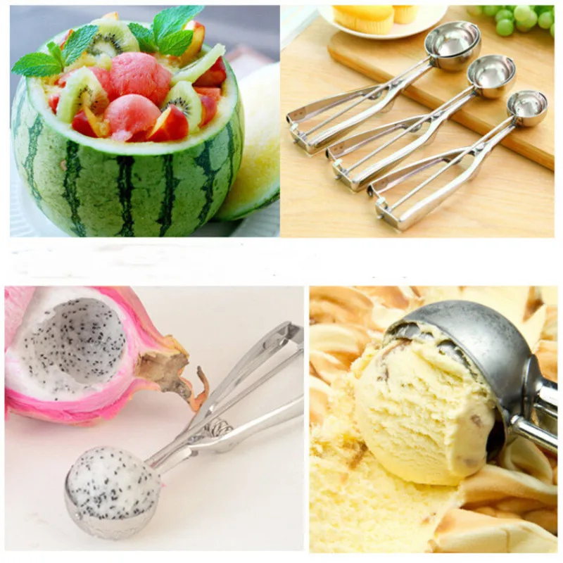 3Pcs Set 4CM 5CM 6CM Kitchen Ice Cream Mash Potato Scoop Stainless Steel Fruit Digging Spoon Spring Handle Kitchen Accessories03