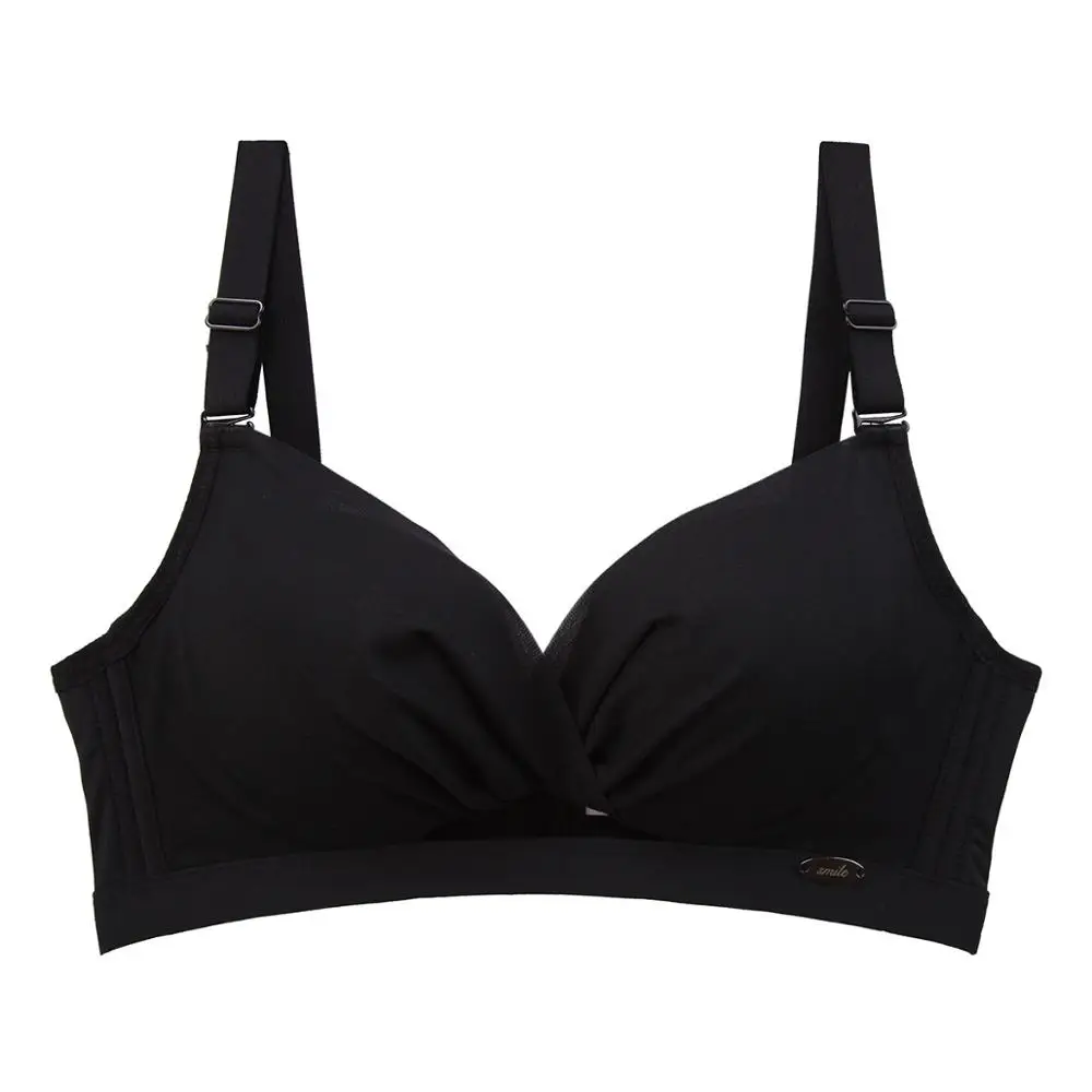 Черный MS new Sexy no trace no steel ring hollow ladies underwear small chest gathered cup 5cm thick bra on the bra comfortable fabric - Цвет: Черный