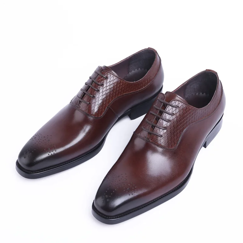

Leather Shoes good year Men Shoes Lace-up Oxfords Square Head Business Formal Wear Leather Shoes Leather Genuine Leather