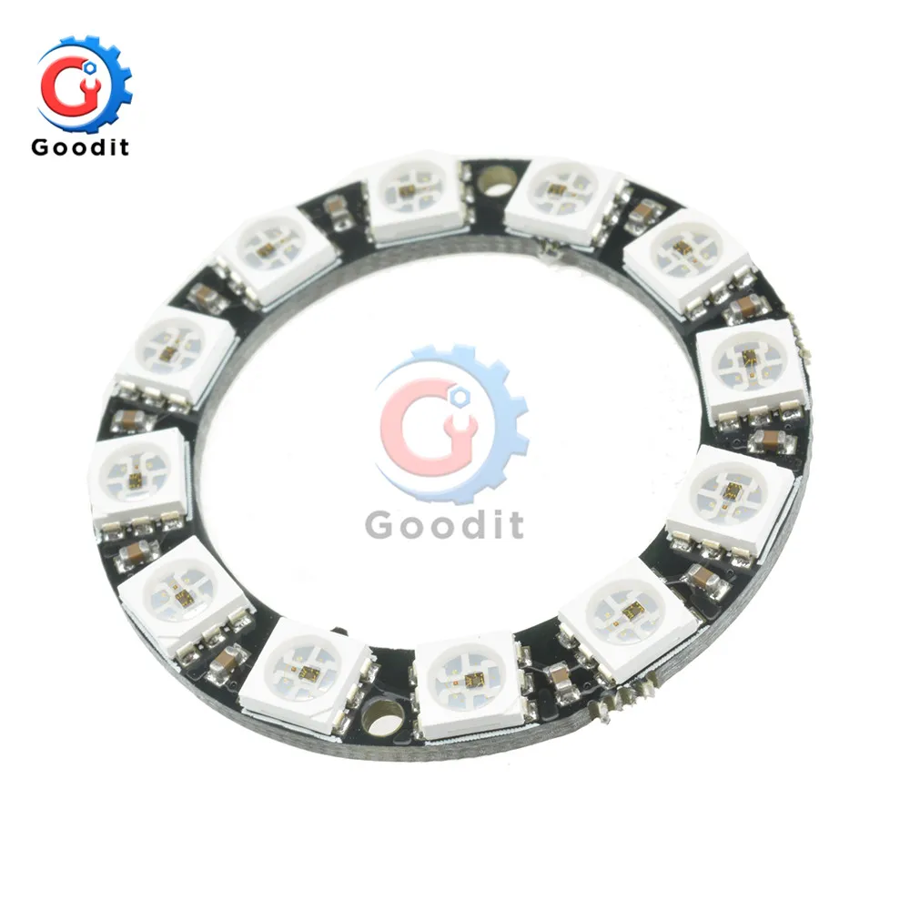 WS2812B RGB LED Ring 12 Bits WS2812 5050 RGB LED Lights Integrated Driver Module For Arduino 16bit Lamp Panel Module
