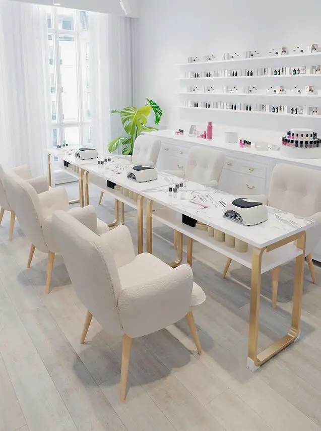 Economy nail table and chair set ins Japanese simple single double nail table web celebrity nordic nail table simple economy single small double nail table new style