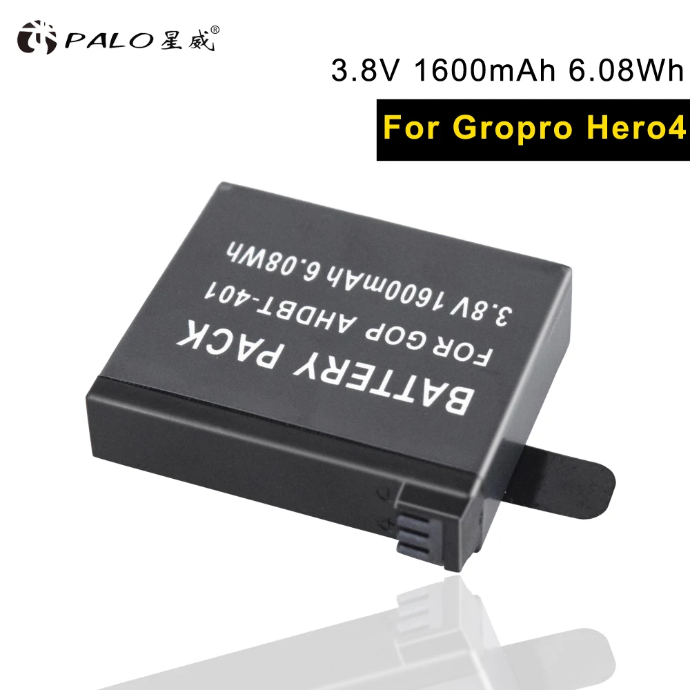 2018 пало Новый 1 шт. цифровых фотокамер AHDBT-401 3,8 В 1600 мАч для GoPro HD Hero4 4 + bateria экшн-камера аксессуары 3 Орде
