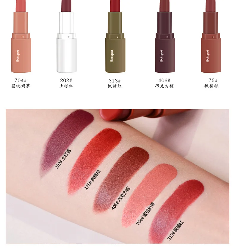 New 5pcs/set Matte Velvet Lipstick Set Long Lasting Cosmetics Matte Waterproof Not Fade Pigment lipstick Set 4g/1.3g