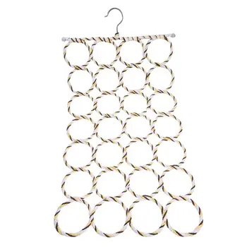 

28-hole Ring Rope Slots Holder Hook Scarf Wraps Shawl Storage Hanger Organizer