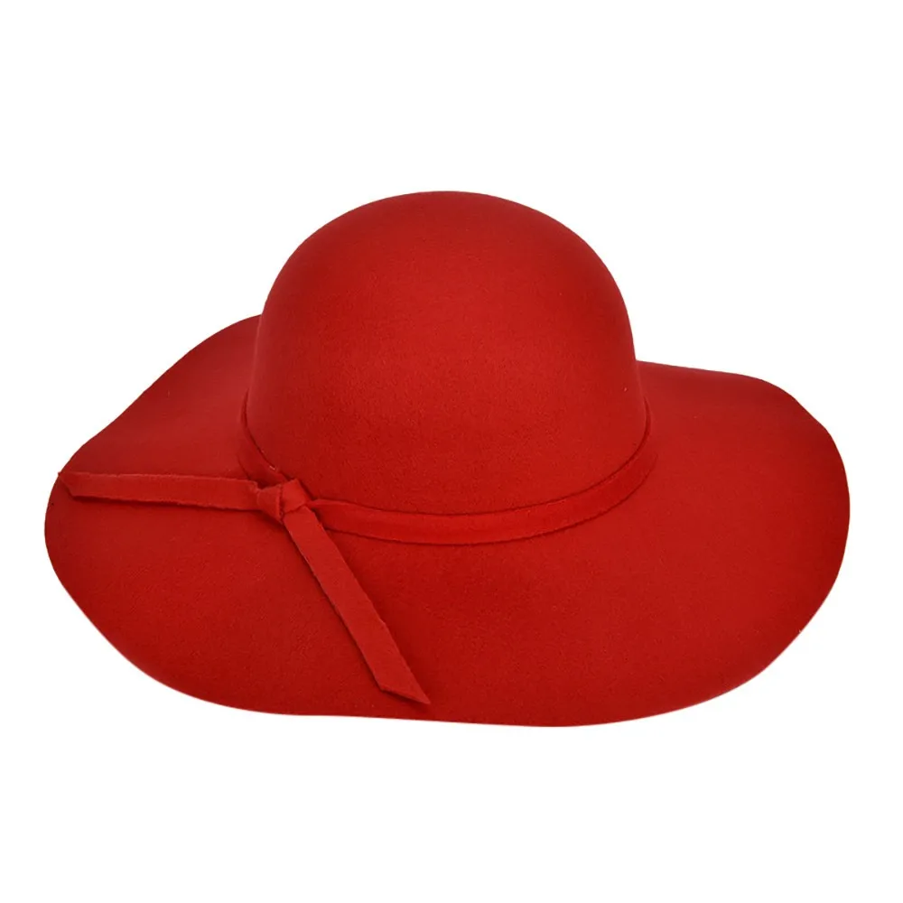 Женская брендовая фетровая шляпа, зимняя фетровая шляпа, Женская Классическая британская Осенняя Дамская Роскошная шляпа-котелок, Женская Осенняя шляпа Gorros Mujer Gorro# T1P - Цвет: Red