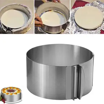 

Round Stainless Steel Dessert Change Size Durable Sturdy Adjustable Mold Cake Family Baking Mold Mousse DIY Kitchen Chef