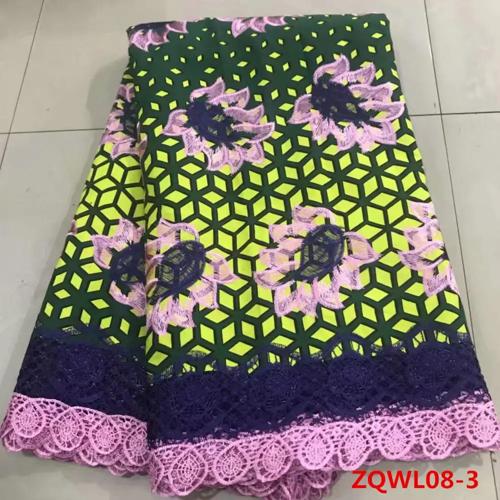 Высокая мода Анкара воск ткани с вышитым кружевом и красочный узор ткань Африканский воск с кружевной тканью