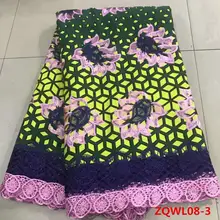 Высокая мода Анкара воск ткани с вышитым кружевом и красочный узор ткань Африканский воск с кружевной тканью