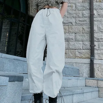 

LANMREM 2020 New Spring Solid Color Lace-up High Waist Beam Feet Pants Women Streetwear Loose Casual Drawstring Pants Tide PD809