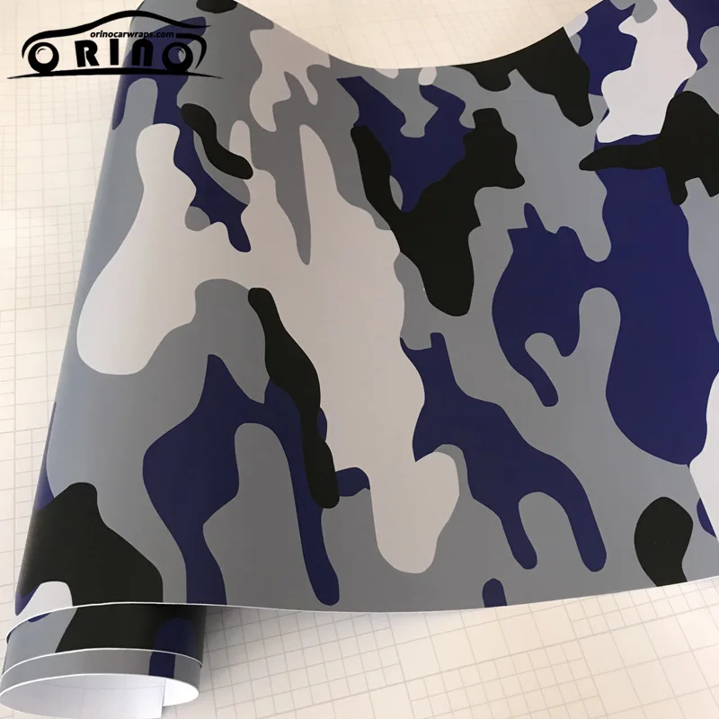 Black Blue White Camouflage Vinyl Film-2