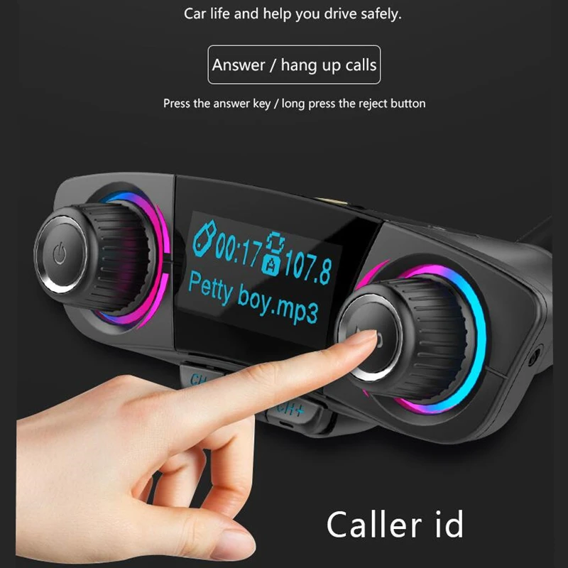 Автомобильный MP3-плеер FM USB передатчик FM модулятор Bluetooth светодиодный двойной USB Мобильный телефон громкой связи дисплей автомобильное зарядное устройство беспроводное