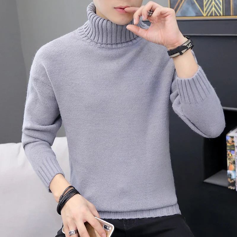 Koop 2019 Mannen Winter Hoge Hals Dikke Warme Trui Mannen Coltrui Merk Heren Trui Slim Fit Dubbele Kraag Trui Mannen Truien mannelijke