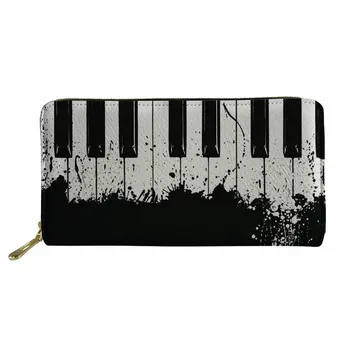

THIKIN PU Leather Wallet with Piano Key Print Clutch Bags for Women Ladies Purse Long Zipper Card Cover Coin Money Organizer