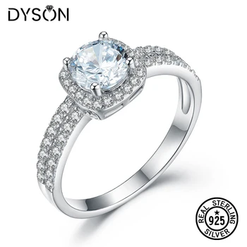 

Dyson 925 Sterling Silver Rings For Women Classic Round Clear Zirconia Wedding Engagement Bridal Rings Anniversary Fine Jewelry