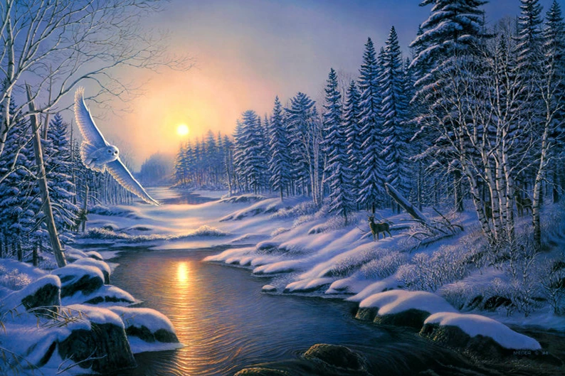 

Snowing style Embroidery Counted Cross Stitch Kits Needlework - Crafts 14 ct DMC Color DIY Arts Handmade Decor R12645